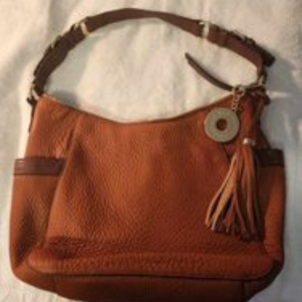 Isaac Mizrahi Reddish-Brown Leather Shoulder Bag